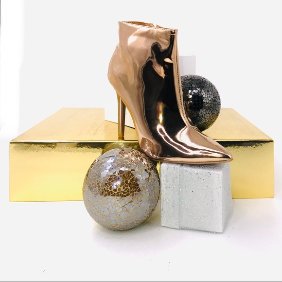 Rose Gold Metallic Ankle Booties - Picture 6 of 8